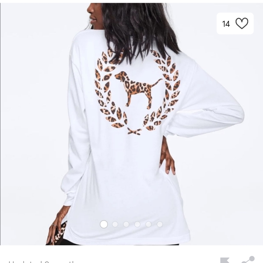 Pink VS Long Sleeve Tee Cheetah Print Campus Dog